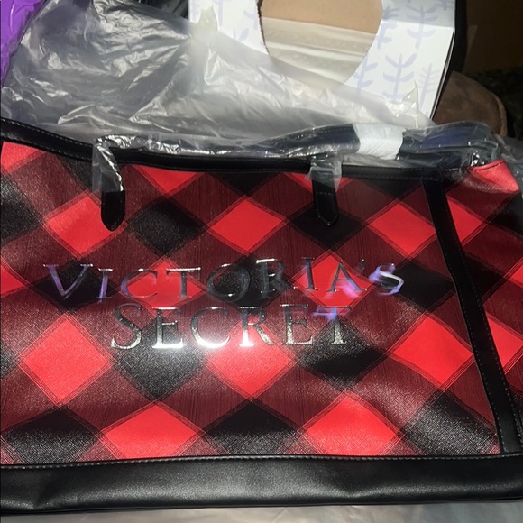Victoria's Secret Handbags - NWT Victoria's Secret Red and Black Buffalo Plaid Tote